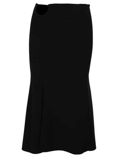 Shop Versace Cur Out Detail Flared Skirt In Black