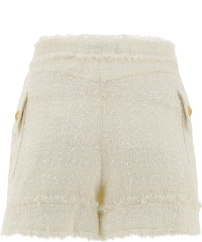 Shop Balmain High Waist Shorts In White