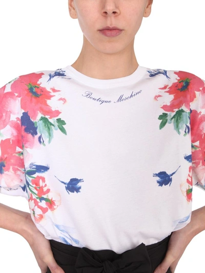 Shop Boutique Moschino Floral Print T In White