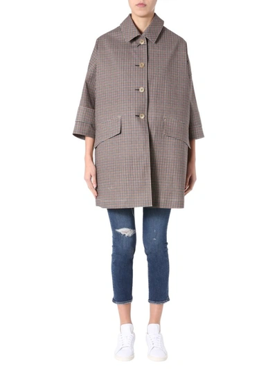 Shop Mackintosh Checked Buttoned Coat In Multi