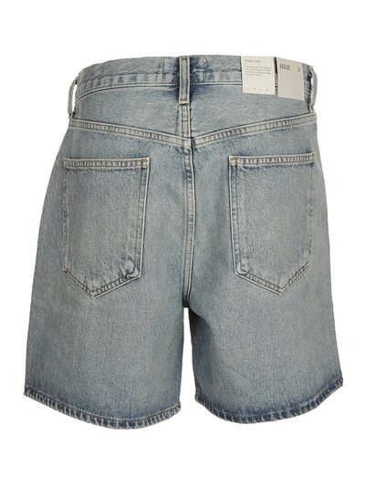 Shop Agolde Criss Cross Denim Shorts In Blue