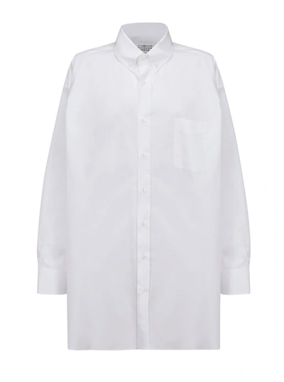 Shop Maison Margiela Oversized Poplin Shirt In White