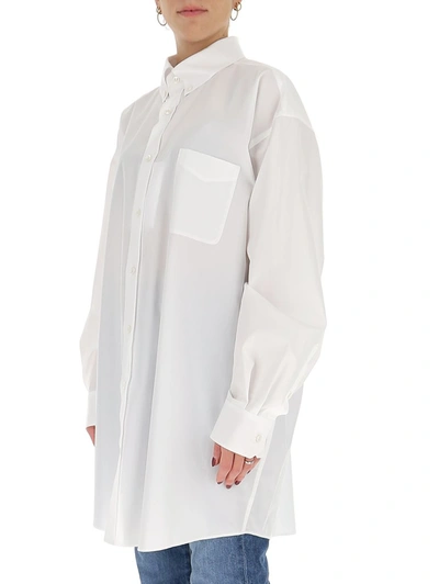 Shop Maison Margiela Oversized Poplin Shirt In White