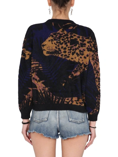 Shop Saint Laurent Jungle Leopard Jacquard Sweater In Multi