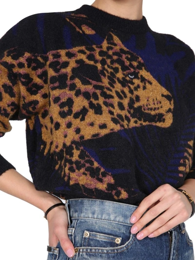 Shop Saint Laurent Jungle Leopard Jacquard Sweater In Multi