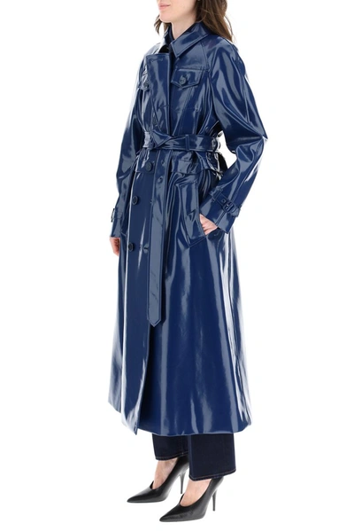 Shop Burberry Rubberised Trench Coat In Blue