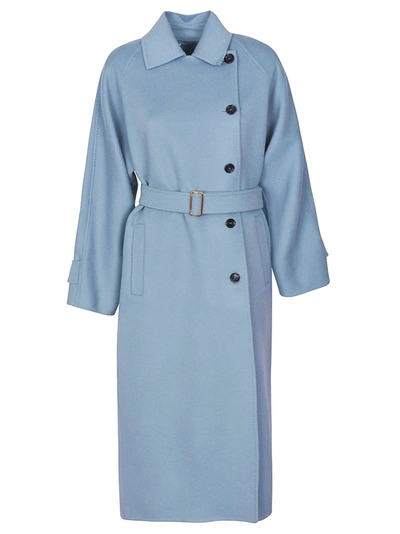 Shop Max Mara Belted Trench Coat In Blue