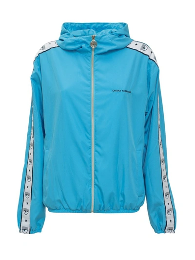Shop Chiara Ferragni Logomania Zipped Jacket In Blue