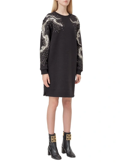 Shop Givenchy Embroidered Crewneck Midi Dress In Black