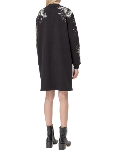 Shop Givenchy Embroidered Crewneck Midi Dress In Black