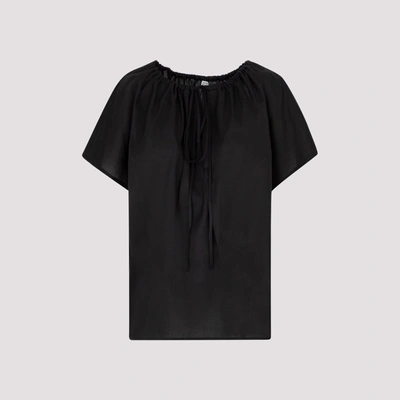 Shop Totême Draped Tunic Blouse In Black