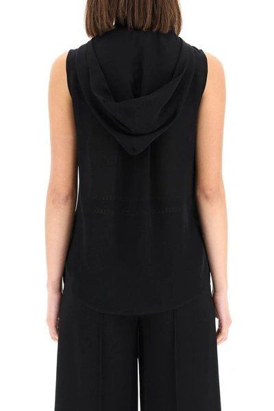 Shop Moschino Hooded Sleeveless Blouse In Black