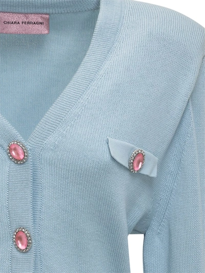 Shop Chiara Ferragni 80's Knitted Cardigan In Blue