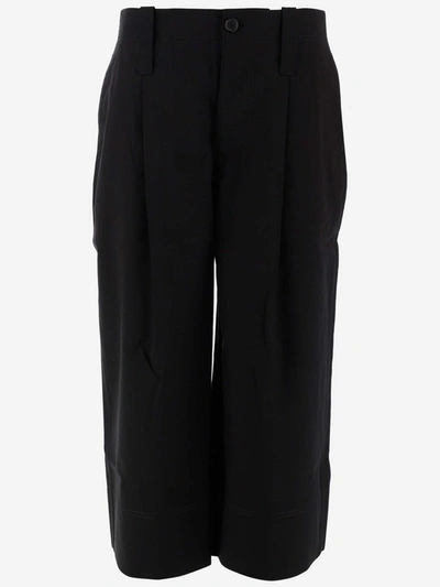 Shop Jw Anderson Cropped Wide Leg Trousers In Black