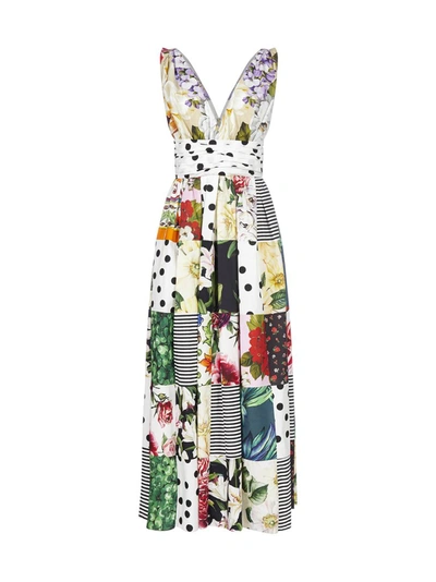Shop Dolce & Gabbana Patchwork Sleeveless Maxi Dress In Multi