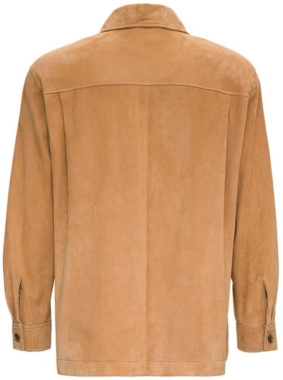 Shop Alberta Ferretti Classic Collar Suede Jacket In Brown