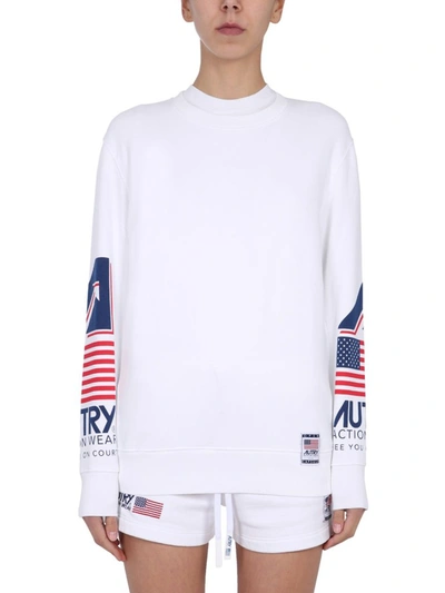 Shop Autry Action Wear Crewneck Sweatshirt In White