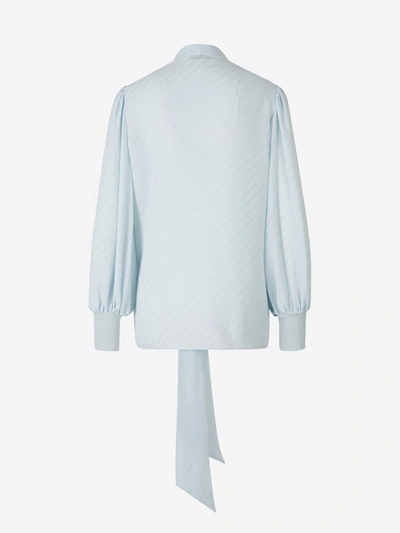 Shop Givenchy Chain Jacquard Scarf Collar Shirt In Blue