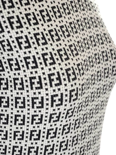 Shop Fendi Ff Motif Jacquard Midi Dress In Multi