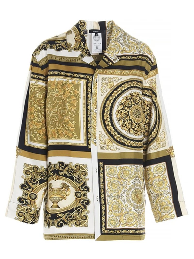 Shop Versace Barocco Mosaic Print Pyjama Shirt In Multi