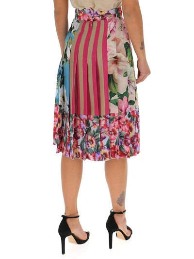 Shop Dolce & Gabbana Floral Printed Pleated Midi Skirt In Multi