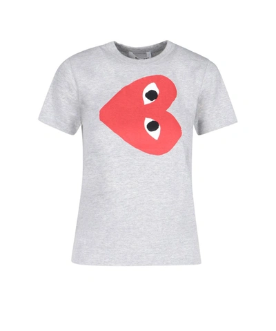 Shop Comme Des Garçons Play Heart Printed T In Grey