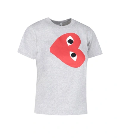 Shop Comme Des Garçons Play Heart Printed T In Grey