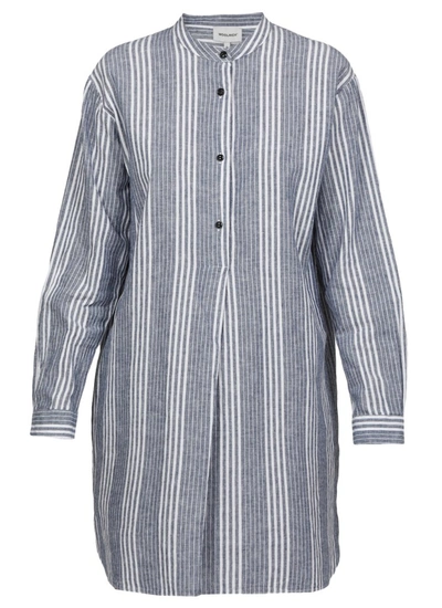 Shop Woolrich Long Striped Mandarin Collar Shirt In Multi