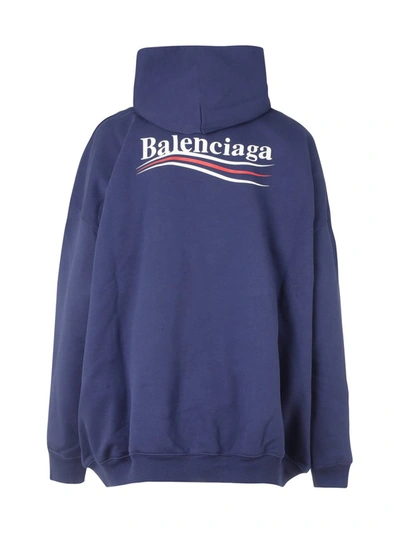 Shop Balenciaga Political Campaign Hoodie In Blue