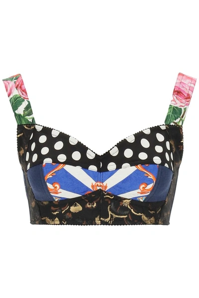 Shop Dolce & Gabbana Patchwork Cropped Top In Multi