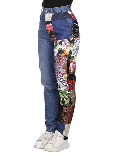 Shop Dolce & Gabbana Patchwork Panelled Jeans In Multi