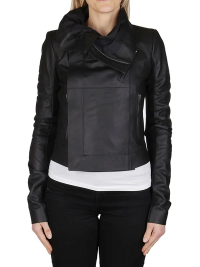 Shop Rick Owens Cropped Biker Jacket In Black