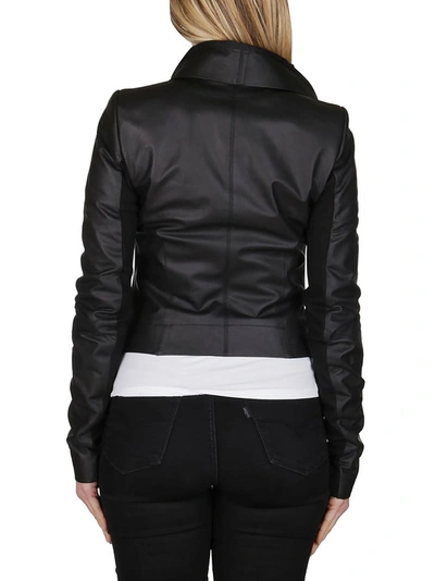 Shop Rick Owens Cropped Biker Jacket In Black