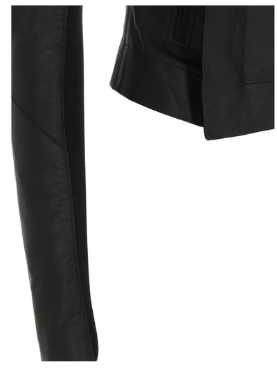 Shop Rick Owens Cropped Biker Jacket In Black