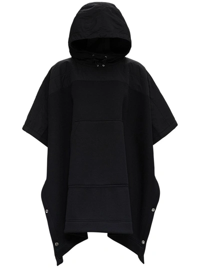 Shop Moncler Logo Hooded Poncho In Black