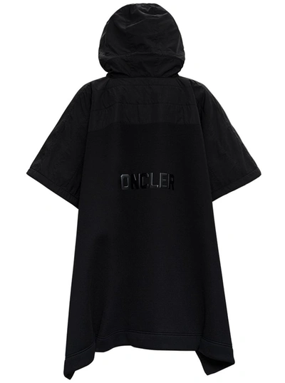Shop Moncler Logo Hooded Poncho In Black