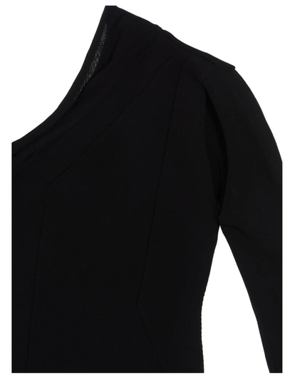 Shop Rick Owens One Shoulder Side Slit Midi Dress In Black