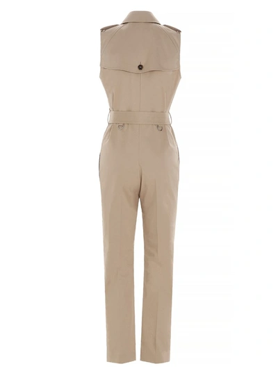 Shop Burberry Belted Jumpsuit In Beige