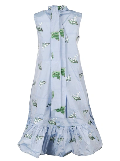 Shop Red Valentino Redvalentino May Lily Motif Dress In Blue