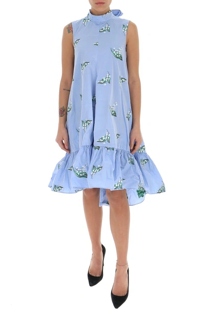 Shop Red Valentino Redvalentino May Lily Motif Dress In Blue