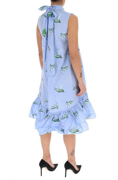Shop Red Valentino Redvalentino May Lily Motif Dress In Blue