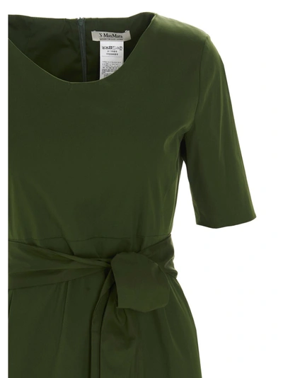 Shop Max Mara 's  Tie Belt Cropped Sleeve Midi Dress In Green