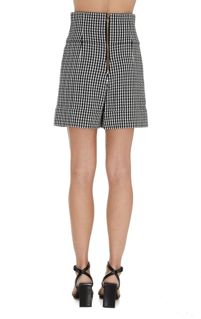 Shop Balmain High Waisted Checked Shorts In Multi