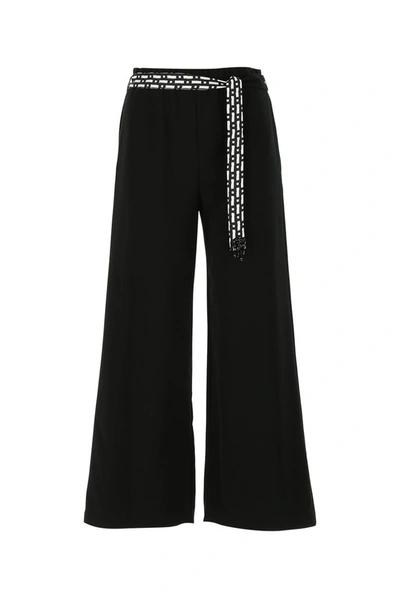 Shop Max Mara Wide Leg Belted Trousers In Black