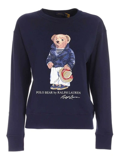 Shop Polo Ralph Lauren Bear Printed Sweatshirt In Navy