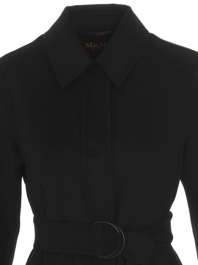 Shop Max Mara Studio Belted Wrap Coat In Black
