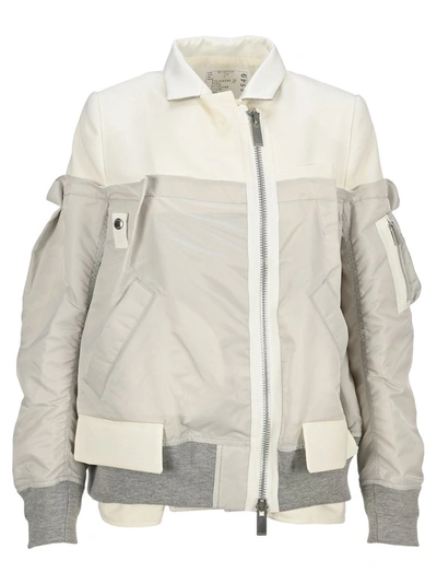 Shop Sacai Layered Bomber Jacket In White
