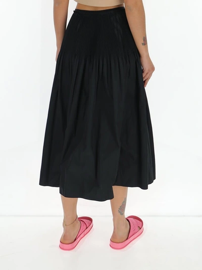 Shop Red Valentino Redvalentino Pleated Taffeta Midi Skirt In Black