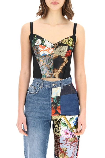 Shop Dolce & Gabbana Patchwork Crop Top In Multi