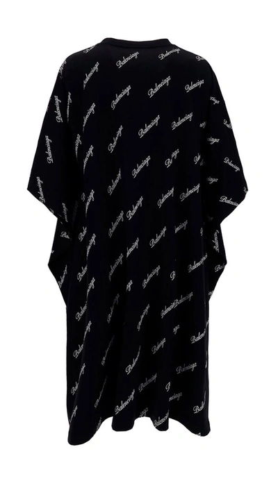 Shop Balenciaga Allover Logo Jersey Dress In Black